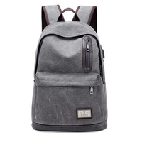 Portable Charged External USB Place Backpack Lightweight Canvas Women Men Bag