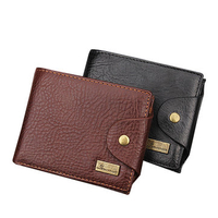 PU Leather Bifold Wallet 3 Card Slots Casual Vintage Coin Bag Card Pack Purse For Men