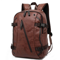 PU Leather Leisure Vintage Backpack With Headphone Plug For Men