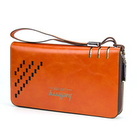 PU Leather Multi-card Holder Wallet Leisure Vintage Zipper Clutch Bag For Men