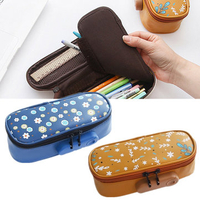 PU Leather Pencil Case Storage Bag Travel Cosmetic Bag