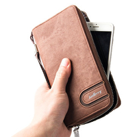 PU Leather Wallet 8 Card Slot Vintage Clutch Bag For Men