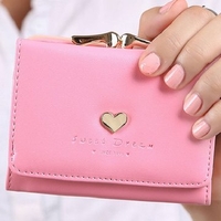 PU Wallet 8 Card Slots Casual Candy Color Card Holder Purse For Women