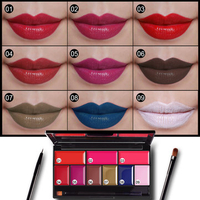Pudaier Waterproof Lips Makeup Palette Women Pigment Red Nude Blue 9 Color Long Lasting