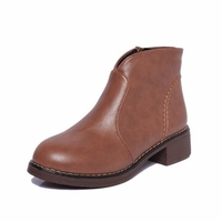 Punk Black Zipper Casual Block Ankle Mid Heel Boots