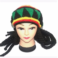 Rasta Beanies Knitted Hats Beret Crochet Cap With Dreadlocks Wigs