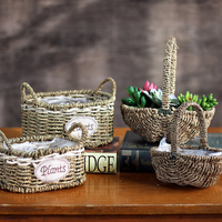 Rattan Flower Wicker Basket Flower Pot Planter Hanging Vase Container Home Garden Wall Decoration