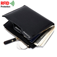 RFID Antimagnetic 6 Card Holders Wallet Business PU Leather Coin Bag For Men