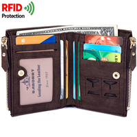 RFID Antimagnetic 8 Card Holders Coin Bag Business PU Leather Zipper Wallet For Men