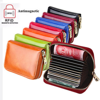 RFID Antimagnetic Genuine Leather 13 Card Slots Oil Leather Card Holder Purse
