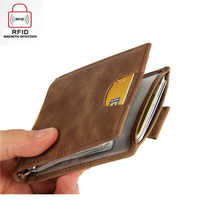 RFID Antimagnetic Genuine Leather 3 Card Holders 3 Colors Portable Wallet Purse