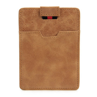 RFID Antimagnetic Genuine Leather 3 Card Slots Portable Card Holder Wallet For Men