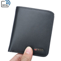 RFID Antimagnetic Genuine Leather 6 Card Holders Casual Business Wallet For Men