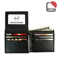 RFID Antimagnetic Genuine Leather Trifold Wallet 9 Card Slots Casual Vintage Card Pack For Men