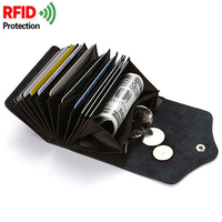 RFID Antimagnetic Genuine Leather Wallet 14 Card Holders Coin Bag For Men Women