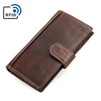 RFID Antimagnetic Genuine Leather Wallet 14 Card Slots Long Phone Bag For Men