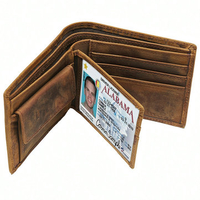 RFID Antimagnetic Genuine Leather Wallet 6 Card Holders Vintage Coin Bag For Men