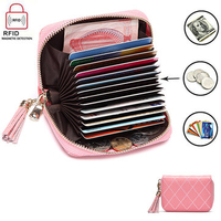 RFID Antimagnetic Woman Card Storage Bag 15 Card Holders Cow Leather Purse Wallet