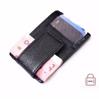 RFID Antimagnetic Woman Man Purse Wallet Cow Leather Card Wallet 3 Card Holders