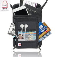RFID Women Nylon Stylish Abroad Passport Bags Travel Hanging Neck Card Holders