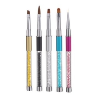 Rhinestone Nail Art Brush Pen Metal Acrylic Handle Gradient Carving Powder UV Gel Liner With Cap