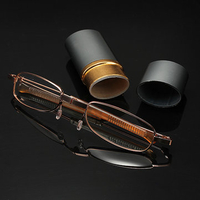 Rimmed Folding Dark Gray Brush Pot Aluminum Shell Reading Glasses Eyeware Eyeglasses