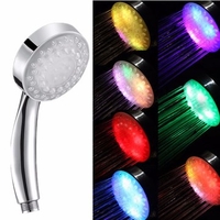 Romantic 7 Colors Automatic Changing 8 LED Light All-Chrome Shower Head Color Change Water Powered