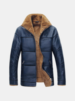 S-6XL PU Leather Stand Collar Jacket