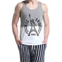SEOBEAN Mens Hit Color Creative Printed Casual Cotton Vest Fitness Jogging Sport Tank Tops