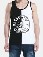 SEOBEAN Mens Hit Color Letter Printed Casual Cotton Vest Fitness Jogging Sport Tank Tops