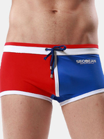 SEOBEAN Sexy Stitching Printing Low Waist Boxers Trunks for Men