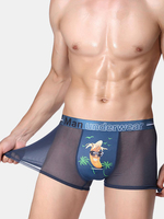 Sexy Banana 3D Printed Ice Silk Mesh Modal Breathable U Convex Pouch Boxers for Men