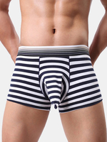 Sexy Cotton Breathable Elephant Shaped U Convex Pouch Stripes Boxers for Men