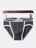 Sexy Cotton Patchwork Breathable Mid Waist U Convex Briefs Underwear for Men