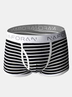 Sexy Cotton Striped U Convex Breathable Boxer Underwear for Men