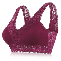 Sexy Deep Plunge Lace-trim Seamfree Soft Modal Wireless Vest Bra