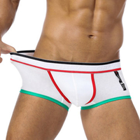 Sexy Elastic Cotton Patchwork Low Waist Breathable Boxer Underwear for Men