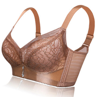Sexy Embroidery Breathable Thermal Lining Adjustable Gather Deep Plunge Bra