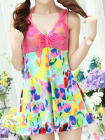 Sexy Floral Sleeveless Soft Push Up Colorful Swimdress For Women