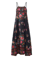 Sexy Flower Printed Strap Sleeveless Backless Maxi Dress For Women