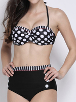 Sexy Halter Polka Dots Bikini Sets High Waist Push Up Bikini Sets For Women