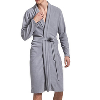 Sexy Home Solid Color Long Sleeves Knee Length Robe for Men