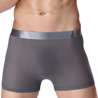 Sexy Ice Silk Cool Breathable U Convex Boxer Briefs for Men