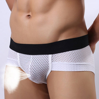 Sexy Ice Silk Mesh Breathable U Convex Pouch Low Waist Briefs for Men