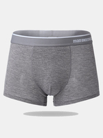 Sexy Ice Silk Solid Color Breathable Mid Waist Fiber Boxer Underwear for Men