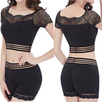 Sexy Lace Breathable Stretchy Wireless Cotton Yoga Sportswear Set
