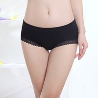 Sexy Lace Hem Seamless Soft Panties Breathable Low Waist Underwear For Women