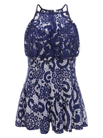 Sexy Lace Layered Backless Sleeveless O-neck Jumpsuit For Women