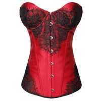 Sexy Lace Steel Buckle Strapless Bustier Lace-up Plastic Bone Corset For Women