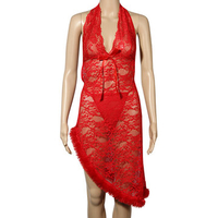 Sexy Lace Transparent Halter Nightgown Seduction Long Dresses